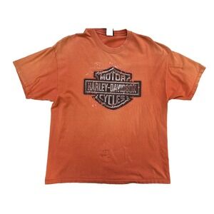 Vintage 90's Harley-Davidson TShirt Mens XL Orange Pirate Back RARE Grand Cayman